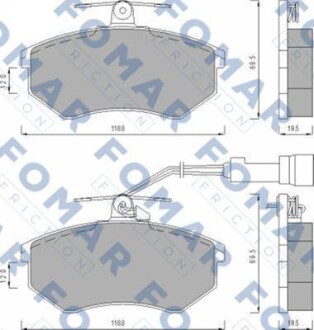 Комплект гальмівних накладок, дискове гальмо - FOMAR FO 488681