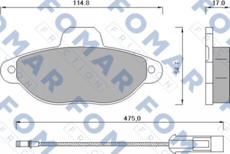 Комплект гальмівних накладок, дискове гальмо - FOMAR FO 582881
