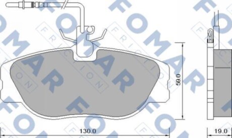 Комплект гальмівних накладок, дискове гальмо - FOMAR FO 629081