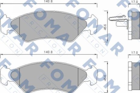 Комплект гальмівних накладок, дискове гальмо - FOMAR FO 633481