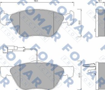 Комплект тормозных колодок - (77362251, 9947936, 9948335) FOMAR FO 635381