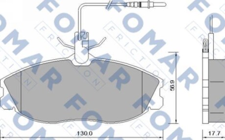 Комплект гальмівних накладок, дискове гальмо - FOMAR FO 637581