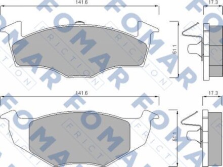 Комплект гальмівних накладок, дискове гальмо - FOMAR FO 643081