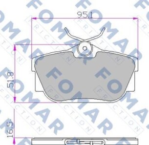Комплект гальмівних накладок, дискове гальмо - FOMAR FO 646881