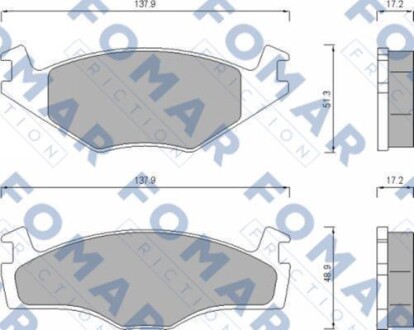 Комплект гальмівних накладок, дискове гальмо - FOMAR FO 647481