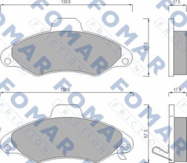 Комплект гальмівних накладок, дискове гальмо - FOMAR FO 666981