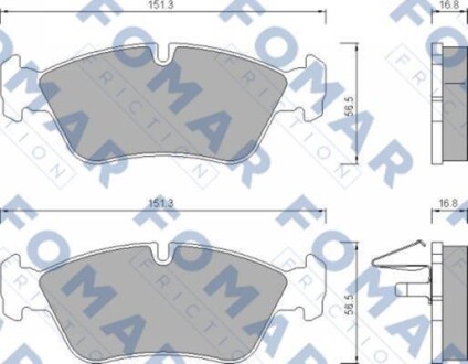 Комплект гальмівних накладок, дискове гальмо - FOMAR FO672581