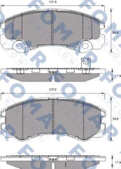 Комплект гальмівних накладок, дискове гальмо - FOMAR FO 684381