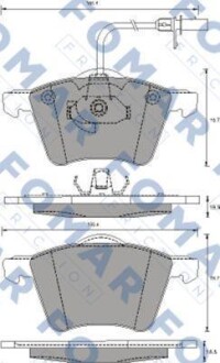 Комплект гальмівних накладок, дискове гальмо - FOMAR FO 691281