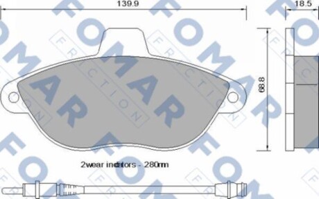 Комплект гальмівних накладок, дискове гальмо - FOMAR FO 742581