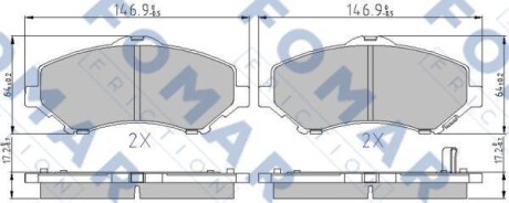 Комплект гальмівних накладок, дискове гальмо - FOMAR FO 850083