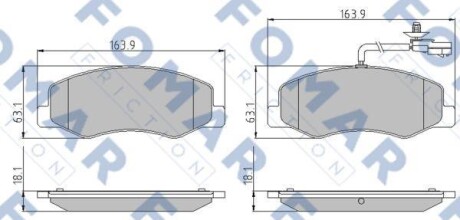 Комплект гальмівних накладок, дискове гальмо - FOMAR FO 898281