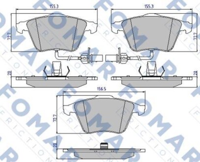 Комплект гальмівних накладок, дискове гальмо - FOMAR FO 912481