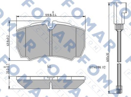 Комплект гальмівних накладок, дискове гальмо - FOMAR FO 912581