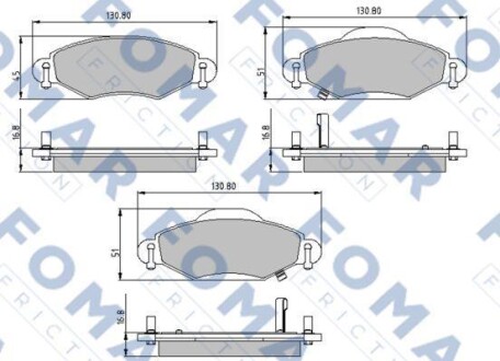 Комплект гальмівних накладок, дискове гальмо - FOMAR FO 913081