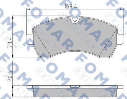 Комплект гальмівних накладок, дискове гальмо - FOMAR FO 921481