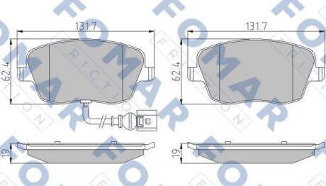 Комплект гальмівних накладок, дискове гальмо - FOMAR FO 922881
