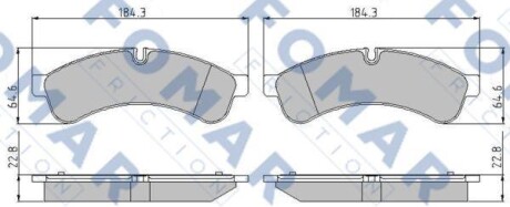 Комплект гальмівних накладок, дискове гальмо - FOMAR FO 929281