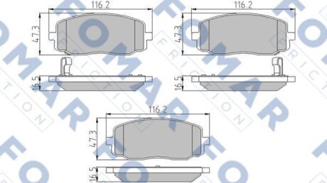 Комплект гальмівних накладок, дискове гальмо - ((5810107A10, 5810107A20, 581010XA01, 581010XA10, 581011JA60)) FOMAR FO 932281 (фото 1)