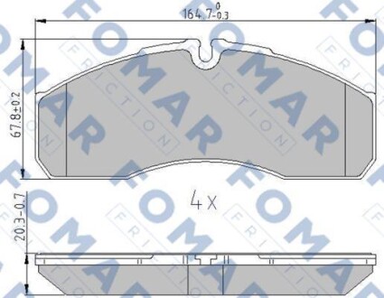 Комплект гальмівних накладок, дискове гальмо - FOMAR FO 933581