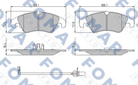 Комплект гальмівних накладок, дискове гальмо - FOMAR FO 962281