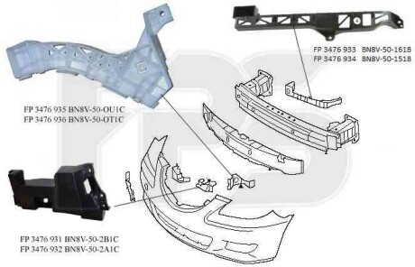 Крепеж бамп. пер. пра. 1 (см. рис.) - FPS 3476 932