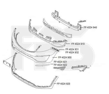 Накладка бампера пер. лев. хром. - FPS 4024 921