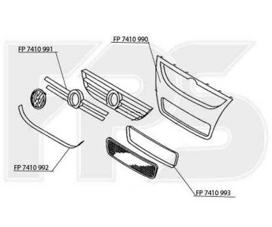 Рамка решетки нижн. хром. - (7L6807243B2ZZ, 7L6807243B) FPS 7410 993