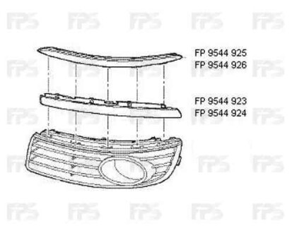 Накладка решетки п/тум. VW JETTA 06- Пр. - (1K0807244A2ZZ, 1K0853666H9B9, 1K0853964) FPS 9544 926