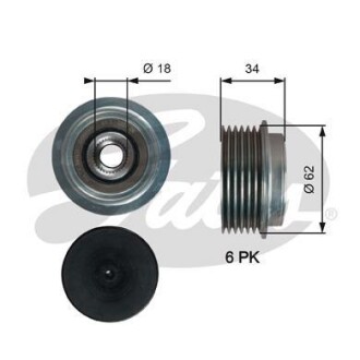 Oap7203_шкив генератора! \ toyota yaris 1.4d-4d 05-12 - (2741533060) Gates OAP7203