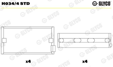 Подшипник коленвала - (057198491, 078198491, 057105561A) Glyco H034/4 STD