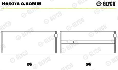 Підшипник колінчатого вала - Glyco H997/6 0.50MM
