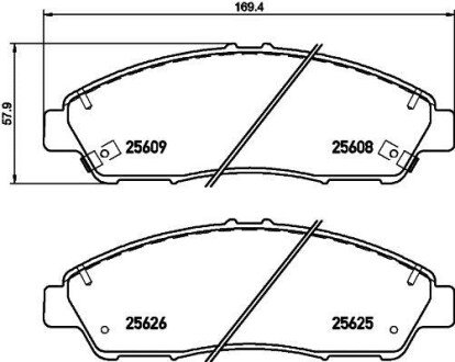 Гальмівні колодки Honda Pilot 08- (AKEBONO) - HELLA PAGID 8DB355020-211 (фото 1)