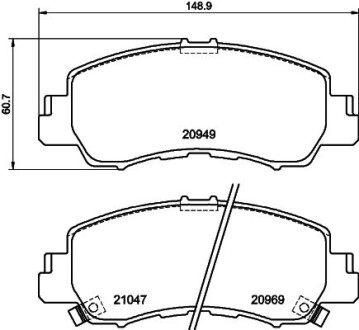 Колодки гальмівні, дискове гальмо - HELLA PAGID 8DB355040521