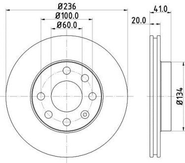 Диск гальмівний з покриттям PRO; передн. - HELLA PAGID 8DD355100821