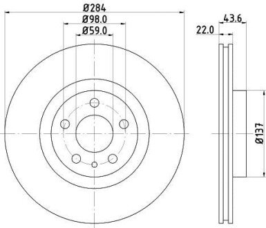 Диск гальмівний з покриттям PRO; передн. - HELLA PAGID 8DD355101951