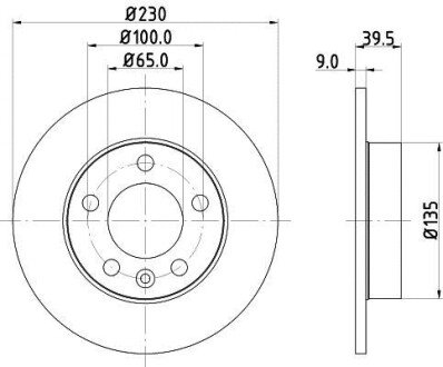 Гальмівний диск зад. Audi A3/Octavia/Bora/Golf IV 96- (230x9) - HELLA PAGID 8DD355105-411