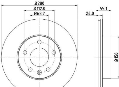 Диск гальмівний з покриттям PRO передній - HELLA PAGID 8DD355105591