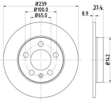 Гальмівний диск задн. Octavia/Golf 98-13 (PRO) - (1J0615601D) HELLA PAGID 8DD355107-461