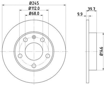 Диск гальмiвний з покриттям PRO; задн. - (8E0615601B, 8E0615601P) HELLA PAGID 8DD355107541