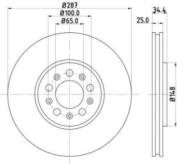 Диск гальмівний з покриттям PRO; передн. - HELLA PAGID 8DD355107611