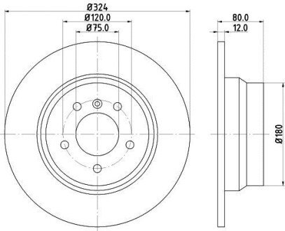 Гальмівний диск зад. BMW X5 (E53) 00-06 (324x12) - (34216859678, 34216794299, 34216765458) HELLA PAGID 8DD355107-771