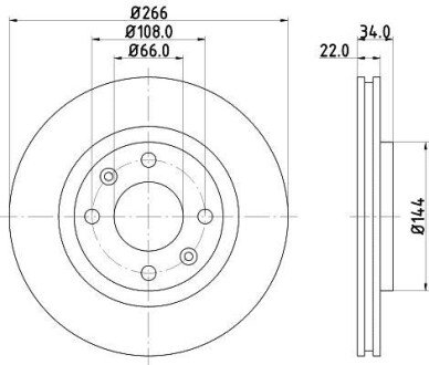 Гальмівний диск перед. Berlingo/Partner 96-15 (266x22) - HELLA PAGID 8DD355108-351