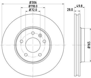 Диск гальмівний з покриттям PRO; передн. - HELLA PAGID 8DD355108-951