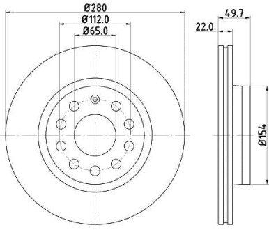 Гальмівний диск перед. Caddy III/Golf V/VI/Jetta/Octavia 04- (280x22) - HELLA PAGID 8DD355109-561