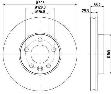 Диск гальмівний з покриттям PRO; передн. - HELLA PAGID 8DD355109661