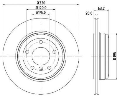 Гальмівний диск зад. E60/E61 01-10 Pro - HELLA PAGID 8DD355109-941