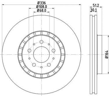 Гальмівний диск перед. VOLVO XC90 02-14 (336x30.1) - HELLA PAGID 8DD355110-591