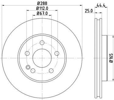 Диск гальмівний з покриттям PRO; передн. - HELLA PAGID 8DD355111081