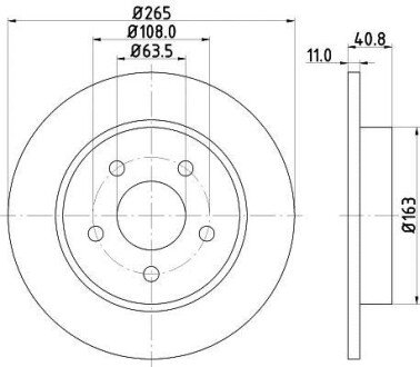 Гальмівний диск зад. Focus II 04-/C-MAX 07- (265x11) - HELLA PAGID 8DD355111-381